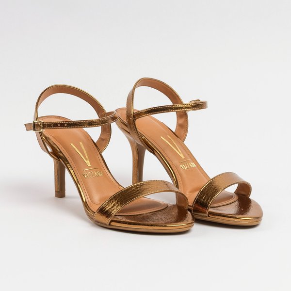 Sandália Vizzano Salto Fino Médio Metalizada Bronze - Imagem 5