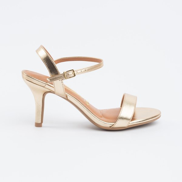 Sandália Vizzano Salto Fino Médio Metalizada Dourada - Imagem 2
