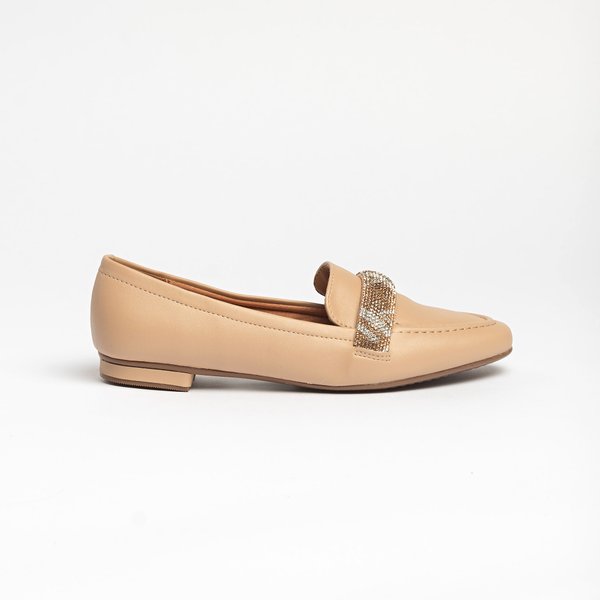 Sapato Social Mocassim Oxford Vizzano Bege Brilhantes - Imagem 2
