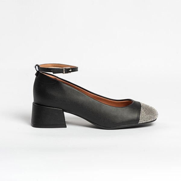Scarpin Boneca Vizzano 1426103 Salto Bloco Preto Brilhantes - Imagem 3