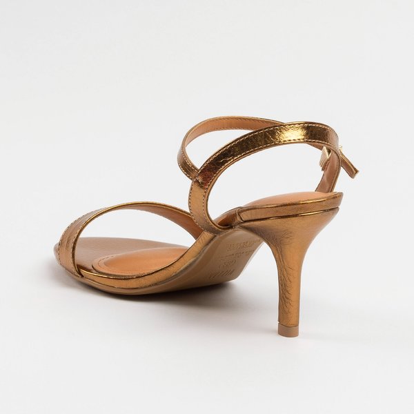 Sandália Vizzano Salto Fino Médio Metalizada Bronze - Imagem 3