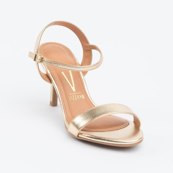 Sandália Vizzano Salto Fino Médio Metalizada Dourada - Imagem 3