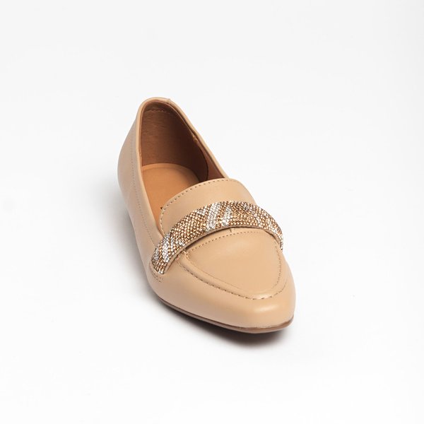 Sapato Social Mocassim Oxford Vizzano Bege Brilhantes - Imagem 3