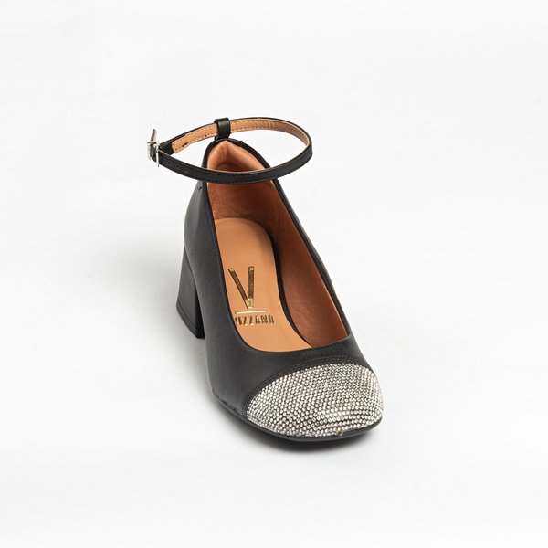 Scarpin Boneca Vizzano 1426103 Salto Bloco Preto Brilhantes - Imagem 2