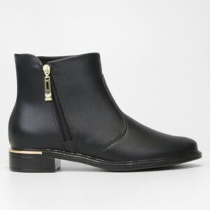 Bota Cano Curto Vizzano Zíper Feminina – Preto