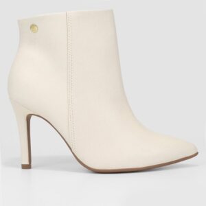 Bota Cano Curto Vizzano Bico Fino Lisa Feminina – Off White