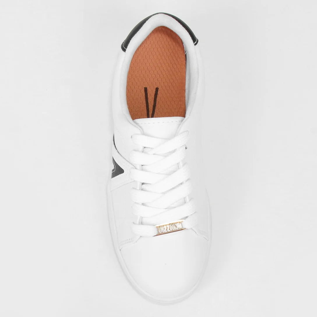 Tênis Vizzano Casual Cano Baixo Feminino – Branco + Preto - Imagem 4