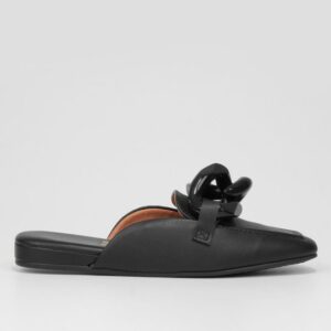 Mule Vizzano Bico Quadrado Detalhe Corrente – Preto