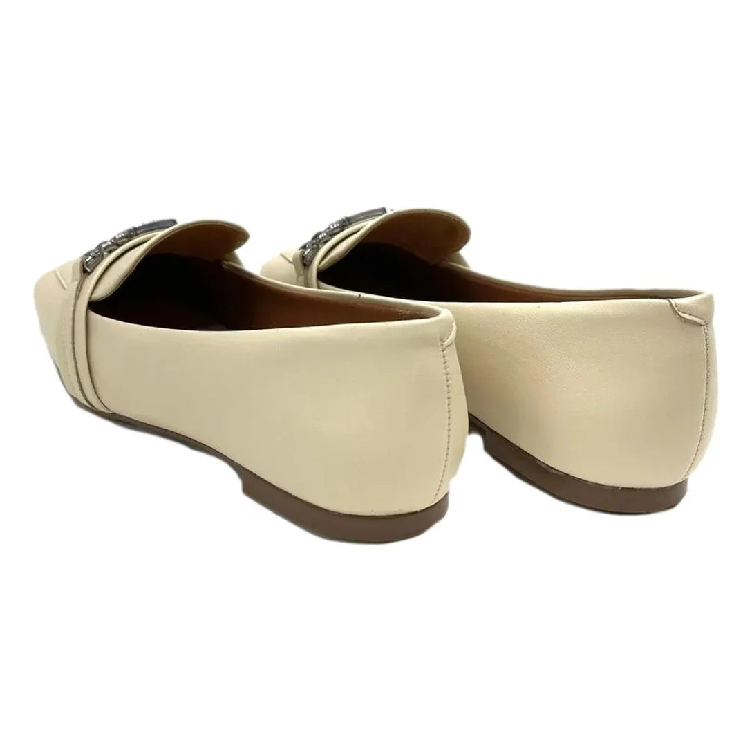 Sapato Feminino Mocassim Vizzano Fivela Corrente – Creme - Imagem 4
