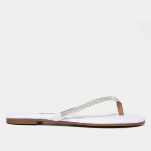 Rasteira Vizzano Brilho Feminina – Branco + Bege