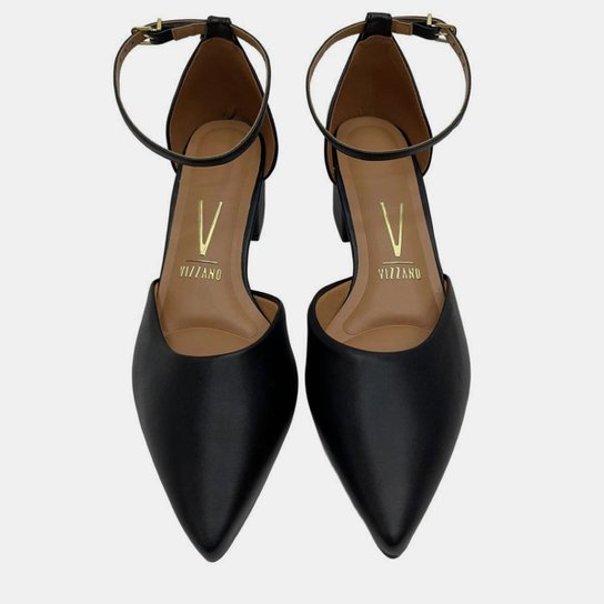 Scarpin Vizzano Bico Fino Salto Bloco Baixo – Preto - Imagem 3
