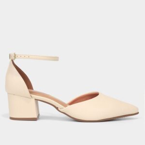 Scarpin Vizzano Bico Fino Salto Bloco Baixo – Off White