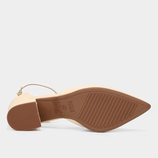 Scarpin Vizzano Bico Fino Salto Bloco Baixo – Off White - Imagem 5