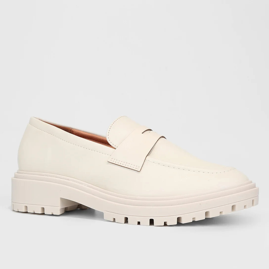 Loafer Vizzano Salto Baixo Tratorado Feminino – Off White - Imagem 2