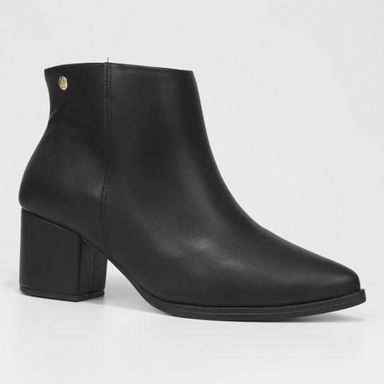 Bota Cano Curto Vizzano Bico Fino Salto Bloco Feminina – Preto - Imagem 2