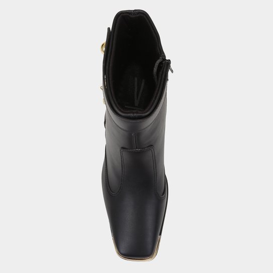 Bota Cano Curto Vizzano Bico Quadrado Salto Bloco – Preto - Imagem 4