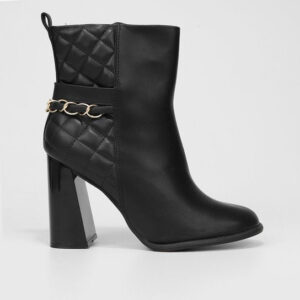 Bota Cano Curto Vizzano Matelassê Salto Alto Feminina – Preto