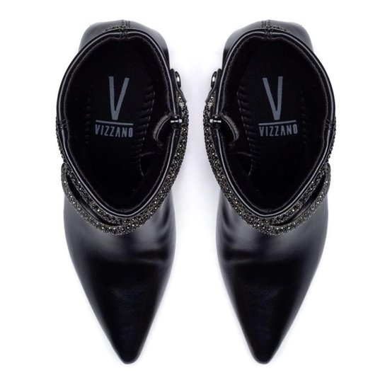 Bota Vizzano Bico Fino Tira Cristal Salto Geométrico – Preto - Imagem 2
