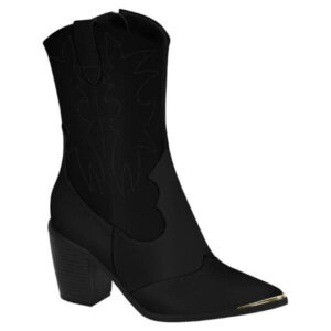 Bota Feminina Vizzano Western Cano Médio Prata – Preto