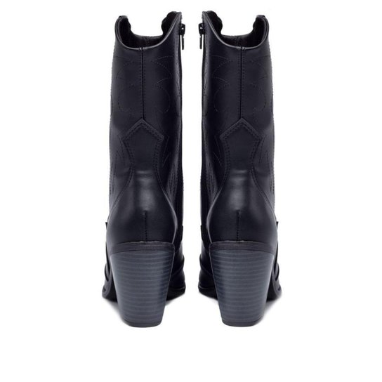 Bota Feminina Vizzano Western Cano Médio Prata – Preto - Imagem 4