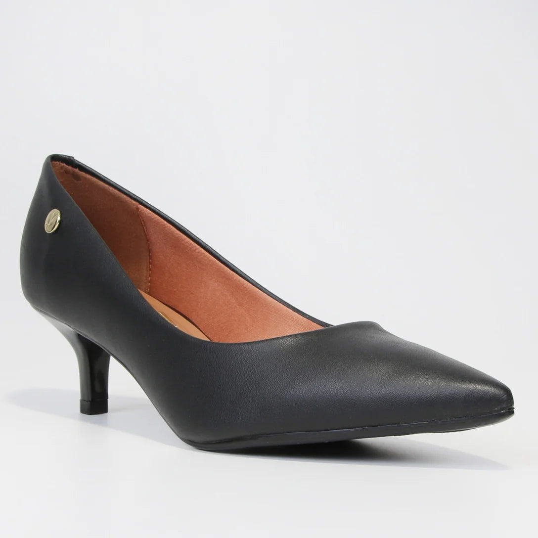 Scarpin Vizzano Salto Baixo Básico Bico Fino Feminino – Preto - Imagem 2