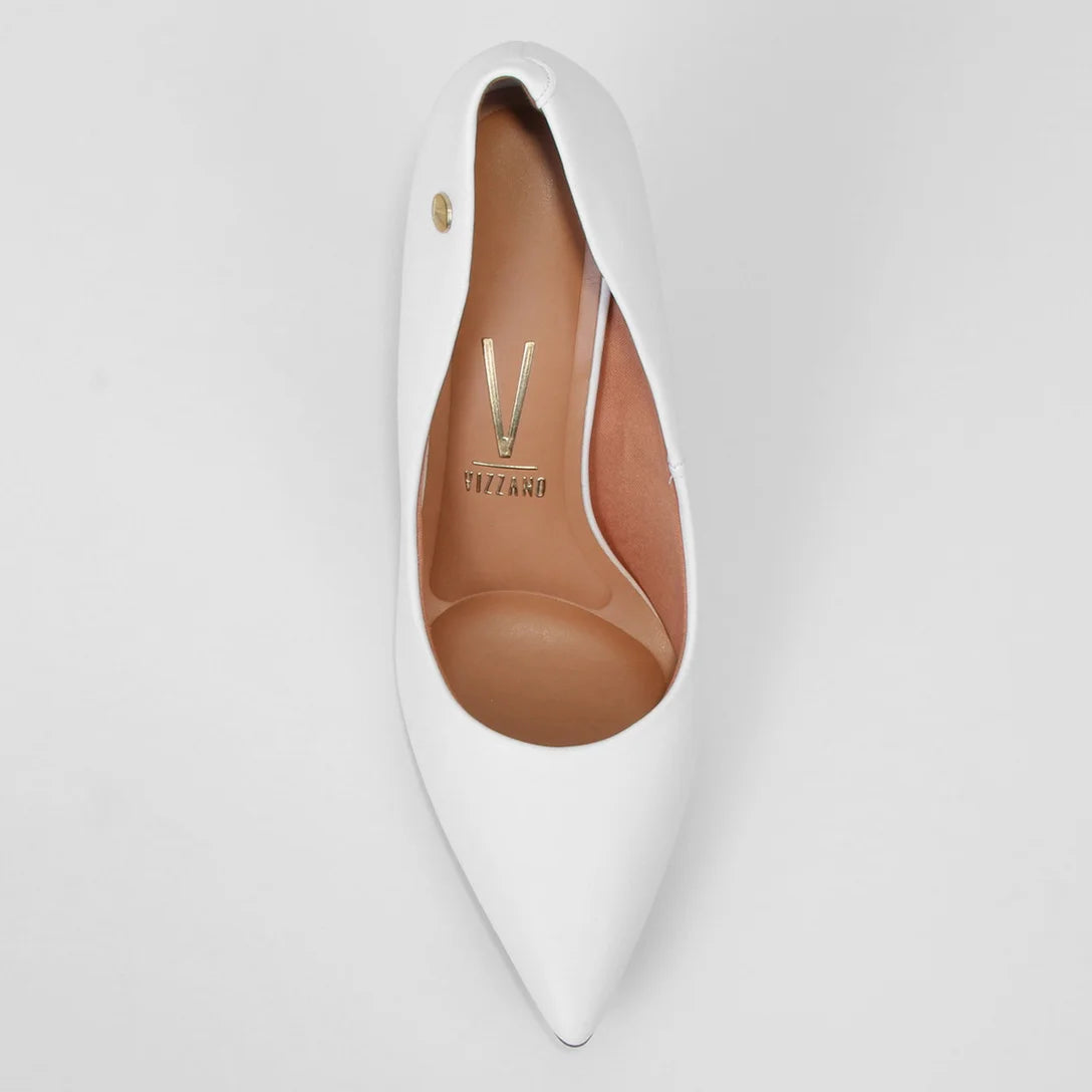 Scarpin Vizzano Salto Alto Bico Fino – Branco - Imagem 4