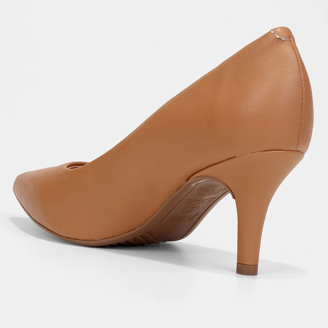 Scarpin Vizzano Salto Médio Bico Fino – Caramelo - Imagem 3