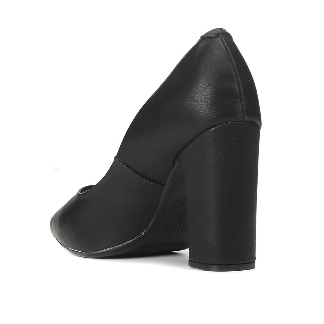 Scarpin Vizzano Bico Fino Salto Bloco Alto – Preto - Imagem 3