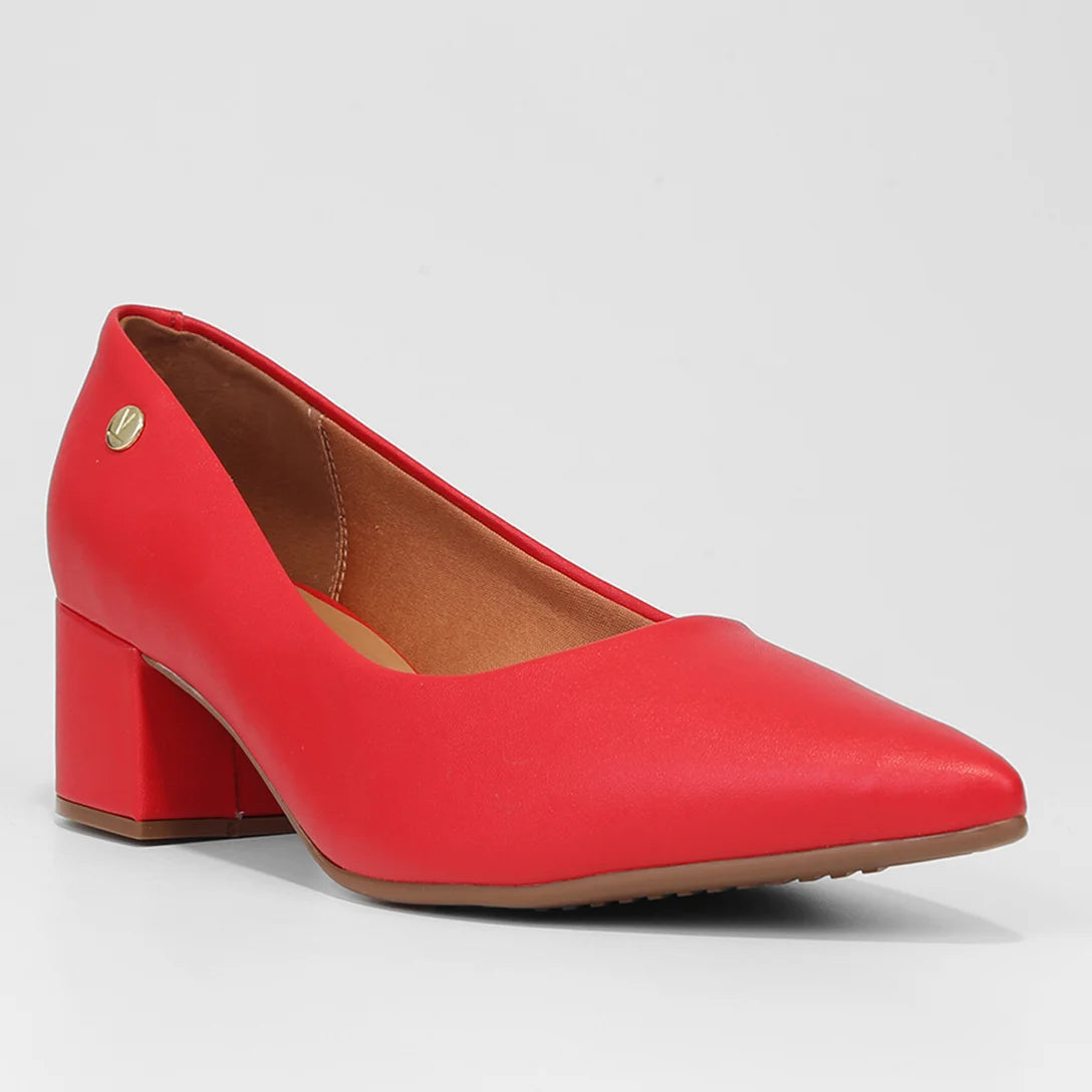 Scarpin Vizzano Bico Fino Salto Bloco – Vermelho - Imagem 2