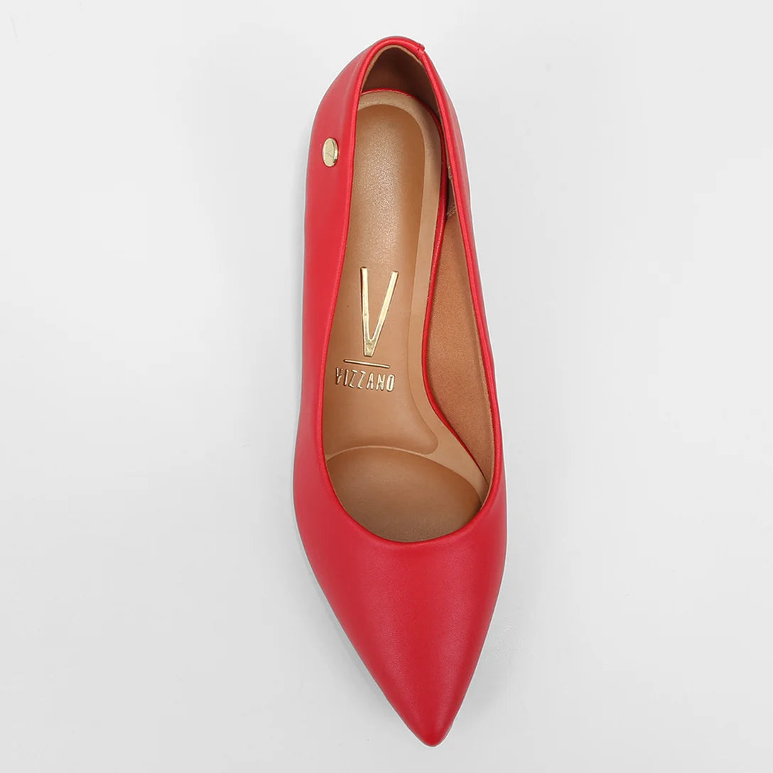 Scarpin Vizzano Bico Fino Salto Bloco – Vermelho - Imagem 4