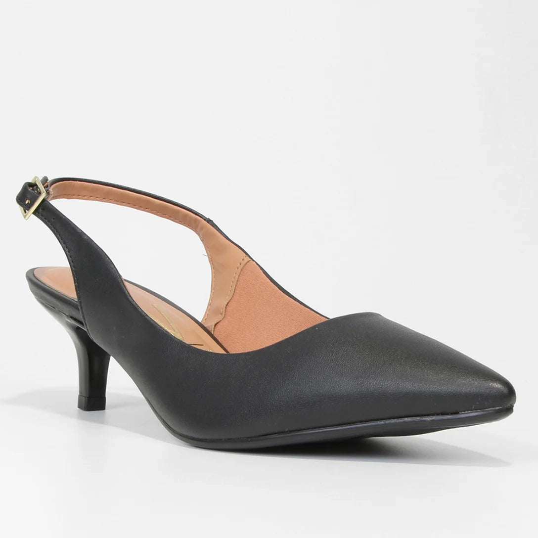 Scarpin Vizzano Slingback Bico Fino Salto Baixo – Preto - Imagem 2