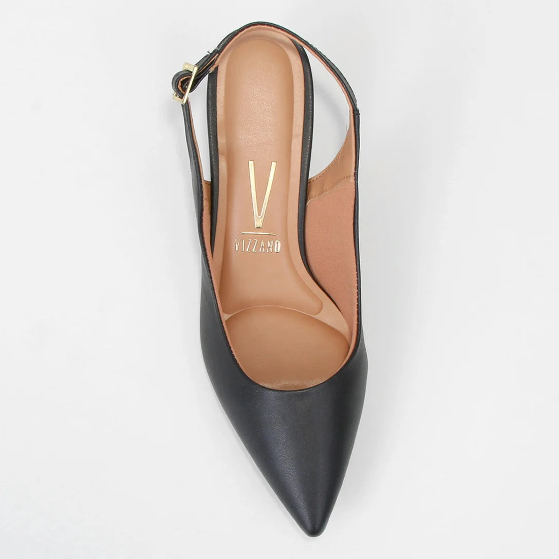 Scarpin Vizzano Slingback Bico Fino Salto Baixo – Preto - Imagem 4