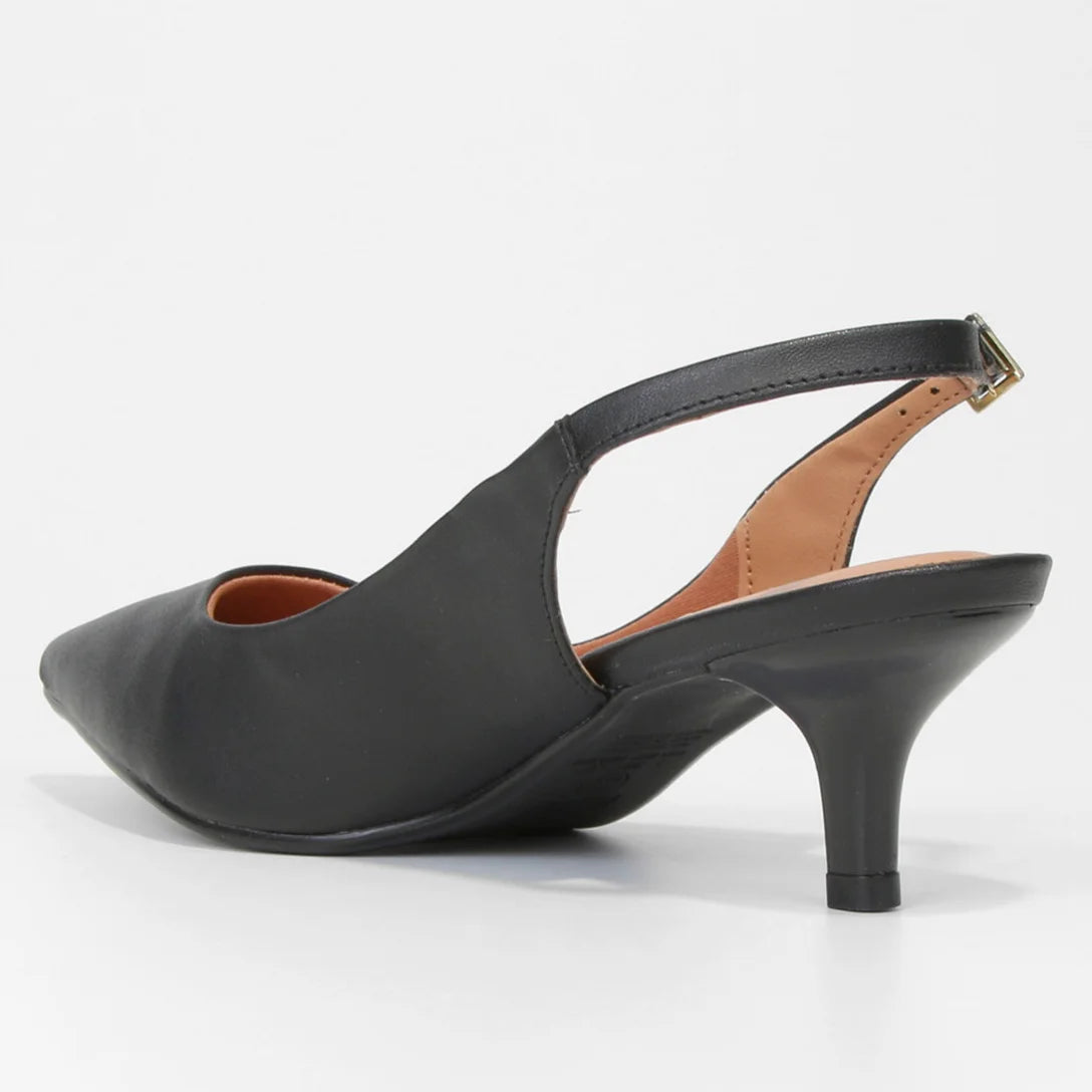Scarpin Vizzano Slingback Bico Fino Salto Baixo – Preto - Imagem 3