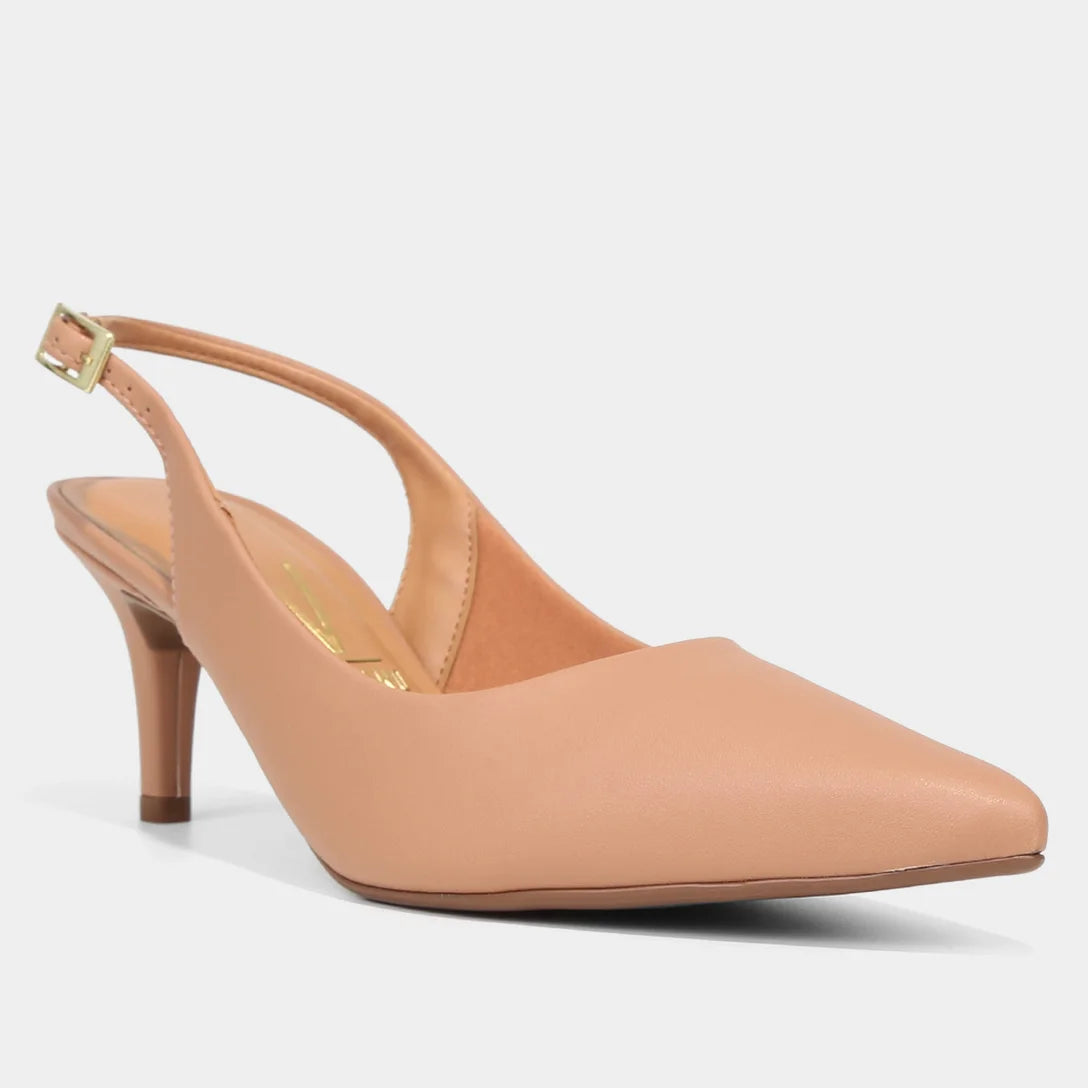 Scarpin Vizzano Slingback Salto Fino Médio – Bege - Imagem 2