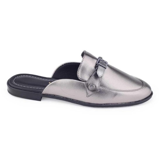 Mule Fem Vizzano 1376.112 metalizado premium grafite fivela – Grafite