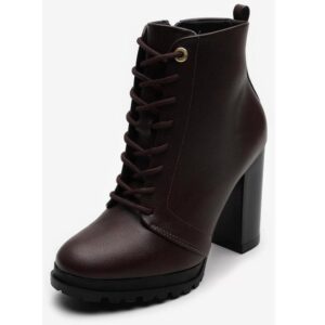 Bota Coturno Vizzano Cadarço Tratorada – Café