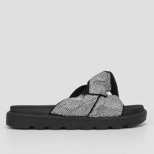 Rasteira Vizzano Nó com Brilho Feminina – Preto + Prata