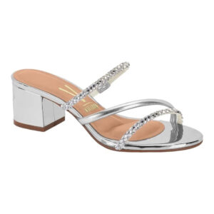 Tamanco Vizzano Salto Grosso Quadrado Baixo Casual Feminino – Prata