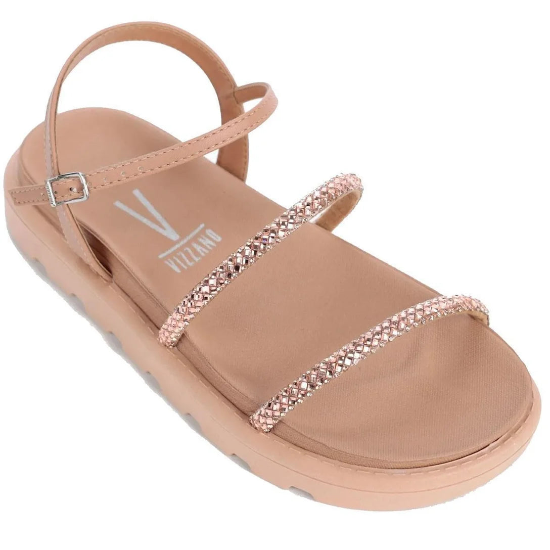 Rasteira Vizzano Flatform Tiras Strass Feminina – Nude - Imagem 2