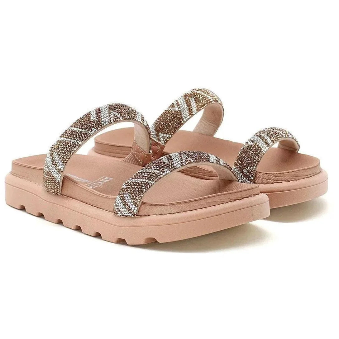 Rasteira Vizzano Flatform Strass Hotfix – Bege - Imagem 2