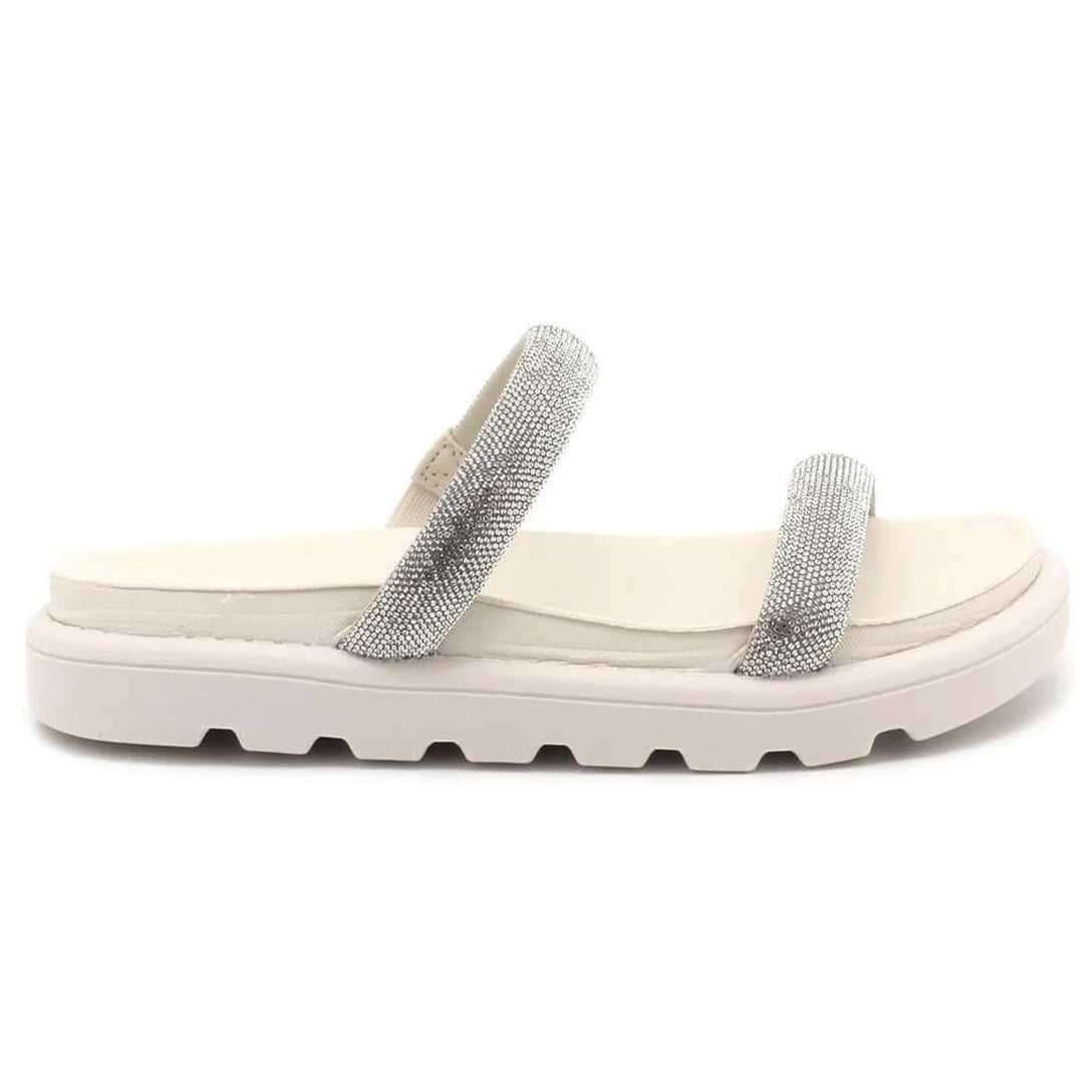 Tamanco Vizzano Flatform Tiras Brilho Feminino – Branco