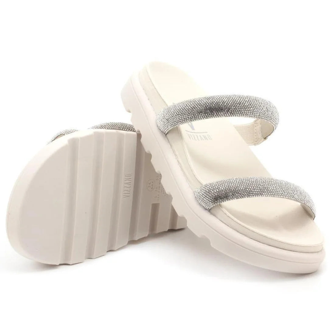 Tamanco Vizzano Flatform Tiras Brilho Feminino – Branco - Imagem 3