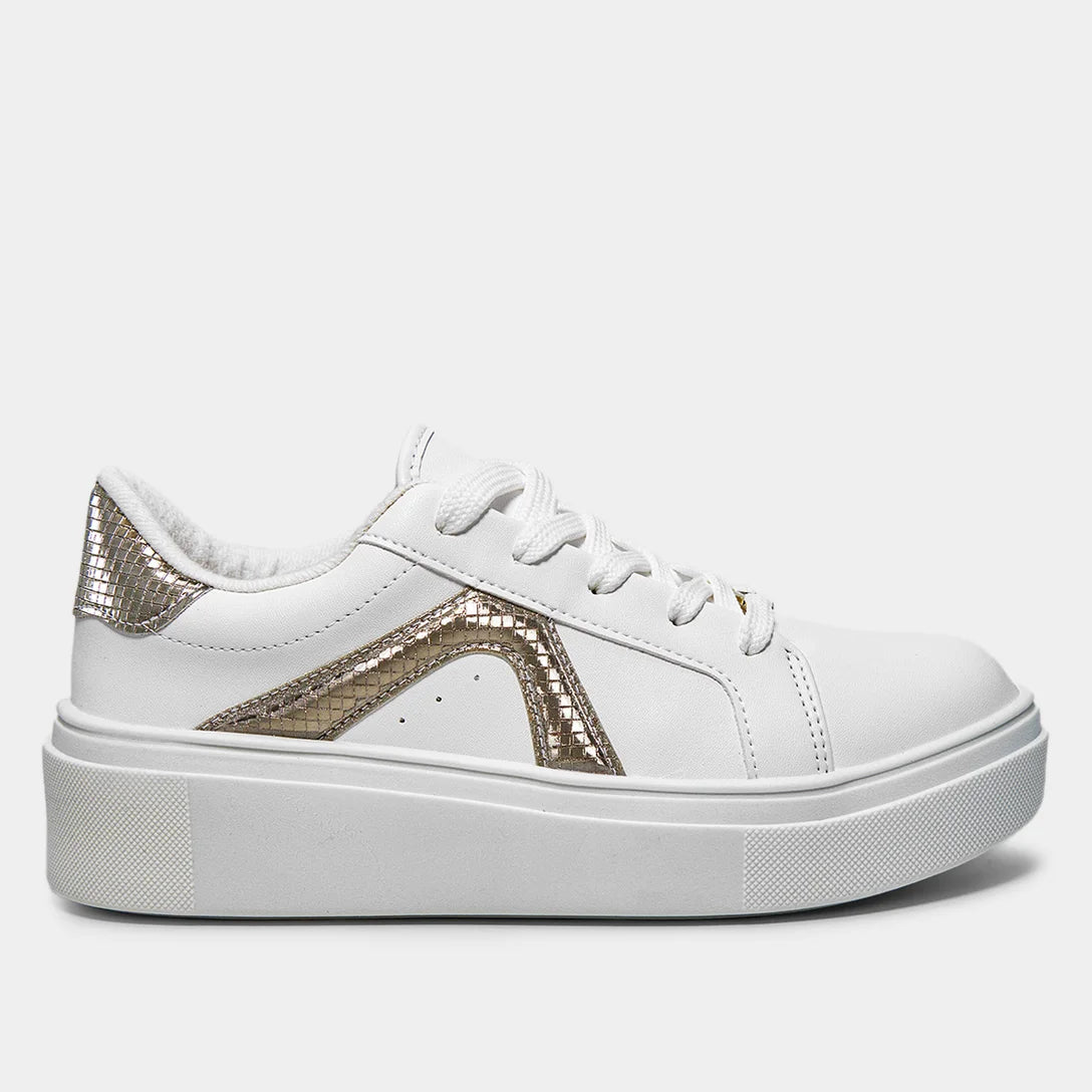 Tênis Vizzano Casual Feminino – Branco+dourado