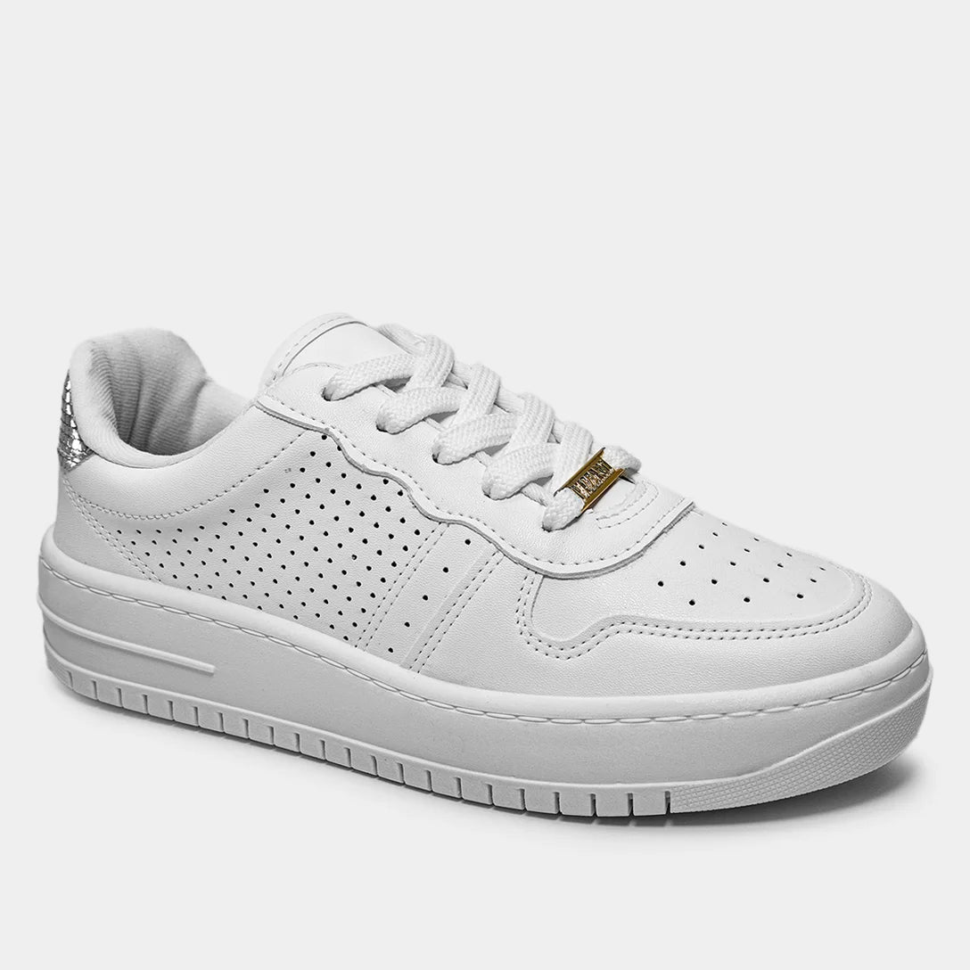 Tênis Vizzano Básico Perfuros Feminino – Branco + prata - Imagem 2