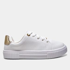 Tênis Vizzano Detalhe Dourado Feminino – Branco + dourado