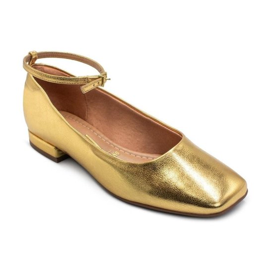 Sapatilha Vizzano Boneca Met Ref Salto Baixo Bico Quadrado – Dourado - Imagem 2