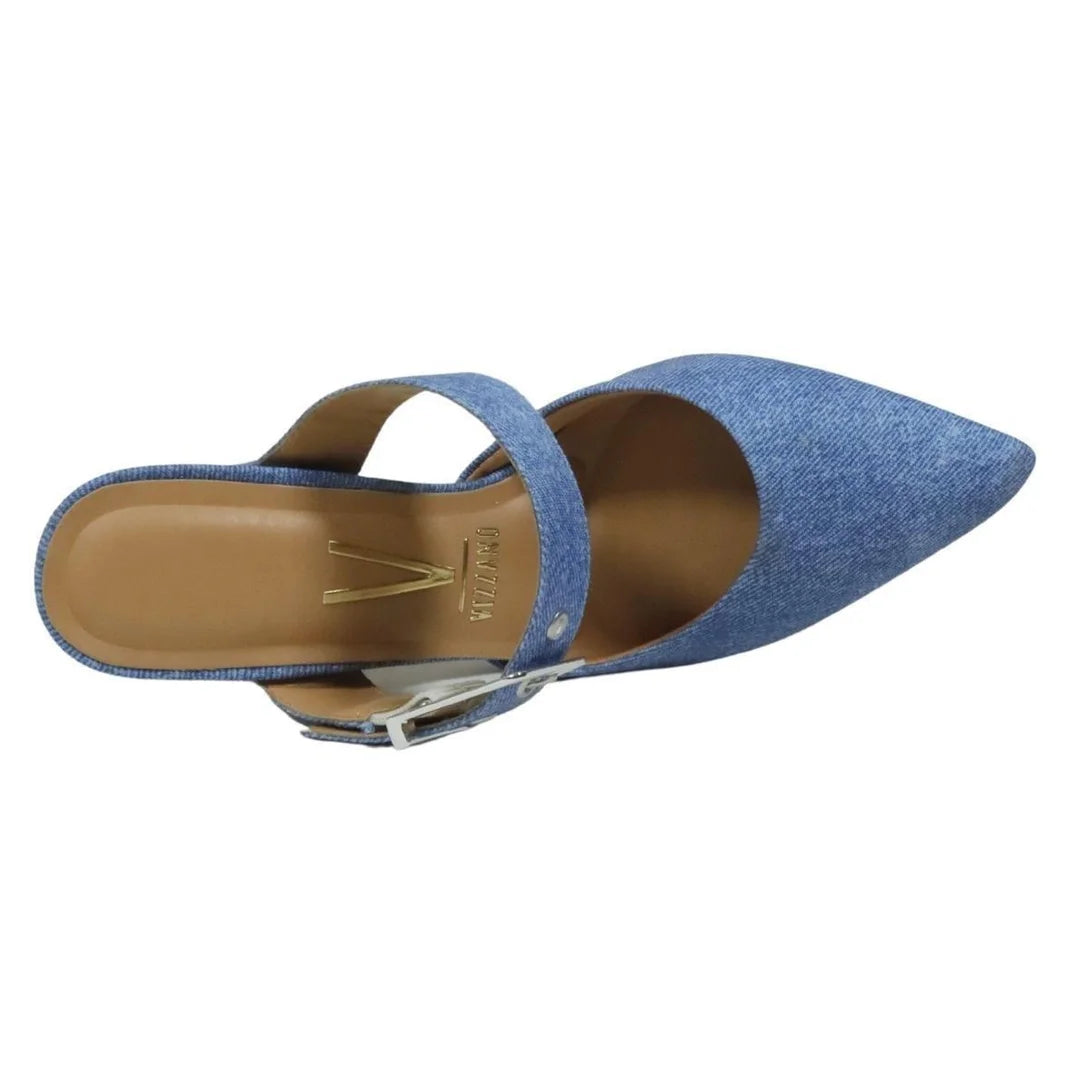 Tamanco Mule Vizzano Feminino Bico Fino Salto Alto – Jeans - Imagem 4