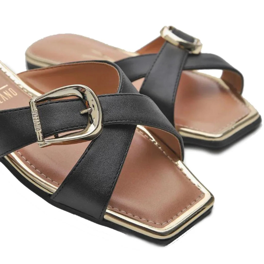 Rasteira Vizzano Tira Cruzada Fivela Feminina – Preto - Imagem 6