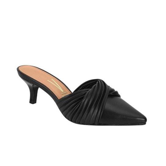 Mule Vizzano Salto Baixo Drapeado – Preto