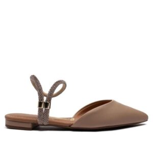 Mule Vizzano com Tiras de Strass – Bege